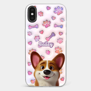 Tail Wagging Happiness - Dog Personalized Custom 3D Inflated Effect Printed Clear Phone Case - Gift For Pet Owners, Pet Lovers