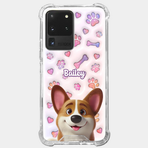 Tail Wagging Happiness - Dog Personalized Custom 3D Inflated Effect Printed Clear Phone Case - Gift For Pet Owners, Pet Lovers