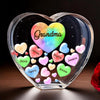 Grandma Makes Life Sweeter - Family Personalized Custom 3D Crystal Heart Shaped - Mother's Day, Gift For Mom, Grandma