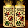 Your Paw Prints Are Forever Etched On My Heart - Memorial Personalized Custom LED Projection Flameless Candle - Sympathy Gift For Pet Owners, Pet Lovers