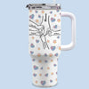 Holding Hands, Holding Hearts - Family Personalized Custom 3D Inflated Effect Printed 40 Oz Stainless Steel Tumbler With Handle - Mother's Day, Gift For Mom, Grandma