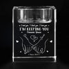 Our Love Story Never Ends - Couple Personalized Custom 3D Crystal Photo Laser Engraved, Crystal Candle Holder - Gift For Husband Wife, Anniversary