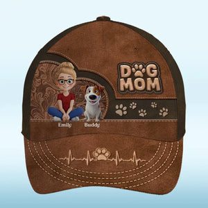 Dog Mom, My Heart Belongs To My Pups - Dog Personalized Custom Hat, All Over Print Classic Cap - Mother's Day, Gift For Pet Owners, Pet Lovers