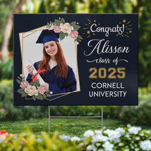 Custom Photo Your Journey To Success Starts Now - Family Personalized Custom Yard Sign - Graduation Gift For Family Members, Siblings, Brothers, Sisters