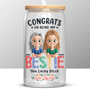 Sister Makes Life Sparkle - Bestie Personalized Custom Glass Cup, Iced Coffee Cup - Gift For Best Friends, BFF, Sisters