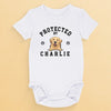 Custom Baby Onesie - Personalized Baby Shower, Gender Reveal Gifts For New Moms, New Dads, New Parents, Dog Cat Lovers - Guarded By My Dog