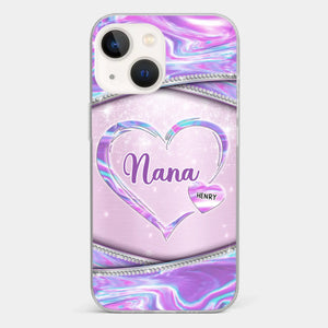 Nana’s Heart, Filled With Love - Family Personalized Custom Clear Phone Case - Mother's Day Gift For Mom, Grandma