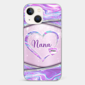 Nana’s Heart, Filled With Love - Family Personalized Custom Clear Phone Case - Mother's Day Gift For Mom, Grandma