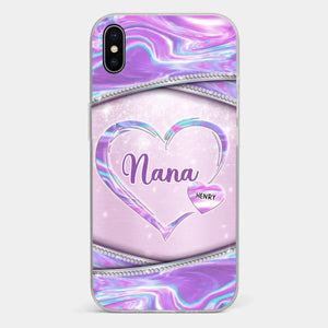 Nana’s Heart, Filled With Love - Family Personalized Custom Clear Phone Case - Mother's Day Gift For Mom, Grandma