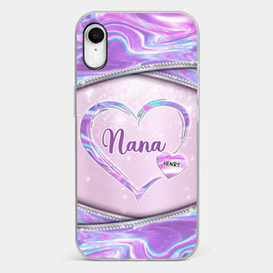 Nana’s Heart, Filled With Love - Family Personalized Custom Clear Phone Case - Mother's Day Gift For Mom, Grandma