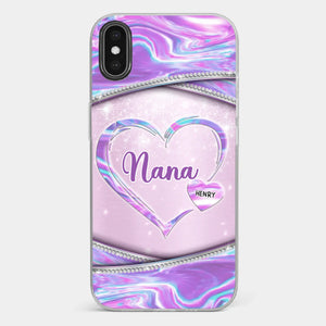 Nana’s Heart, Filled With Love - Family Personalized Custom Clear Phone Case - Mother's Day Gift For Mom, Grandma