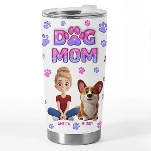 Furry Friends, Full Heart - Dog & Cat Personalized Custom 3D Inflated Effect Printed Tumbler - Gift For Pet Owners, Pet Lovers