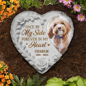 Custom Photo Rest In Peace, My Loyal Companion - Memorial Personalized Custom Heart Shaped Memorial Stone - Sympathy Gift For Pet Owners, Pet Lovers