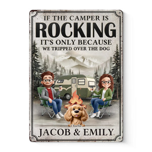 Happy Campers & Wagging Tails - Dog Personalized Custom Home Decor Metal Sign - House Warming Gift For Husband Wife, Pet Owners, Pet Lovers