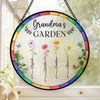Where Grandkids Grow And Love Blooms - Family Personalized Custom Stained Glass Window Hanging Suncatcher - Mother's Day, Gift For Mom, Grandma