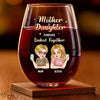 From My Heart To Yours, Forever - Family Personalized Custom Wine Glass - Mother's Day, Gift For Mom, Daughter