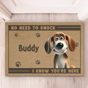 Forget Knocking, We Heard You A Mile Away - Dog Personalized Custom Home Decor Decorative Mat - House Warming Gift For Pet Owners, Pet Lovers