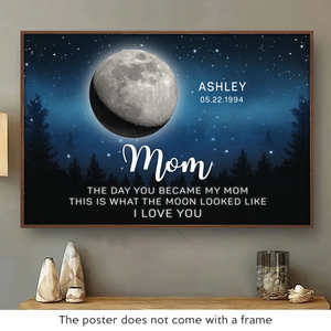 Mom, You Shine As Bright As The Moon - Family Personalized Custom Horizontal Poster - Mother's Day, Gift For Mom, Grandma
