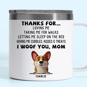 Dogs Are Joy In Fur - Dog Personalized Custom 14oz Stainless Steel Tumbler With Handle - Gift For Pet Owners, Pet Lovers