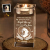 Custom Photo Love Never Leaves, It Lights Up Forever - Memorial Personalized Custom 3D Crystal Photo Laser Engraved, Crystal Candle Holder - Sympathy Gift For Pet Owners, Pet Lovers
