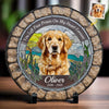 Custom Photo You Left Paw Prints On My Heart Forever - Memorial Personalized Custom 3D Mosaic Faux Stained Glass Print Round Shaped Memorial Stone - Sympathy Gift For Pet Owners, Pet Lovers