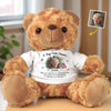 Custom Photo Sending Hugs From Above - Memorial Personalized Custom Teddy Bear Plush - Sympathy Gift For Family Members