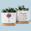 Her Love Blooms In Every Season - Family Personalized Custom Home Decor Ceramic Plant Pot - Mother's Day, House Warming Gift For Mom, Daughter