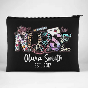 Healing Hands, Caring Hearts - Nurse Personalized Custom Cosmetic Bag - Appreciation, Thank You Gift, Nurse Life, Doctor Life