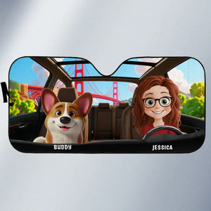 On The Road To Paw-Sibilities - Dog & Cat Personalized Custom Auto Windshield Sunshade, Car Window Protector - Mother's Day, Gift For Pet Owners, Pet Lovers