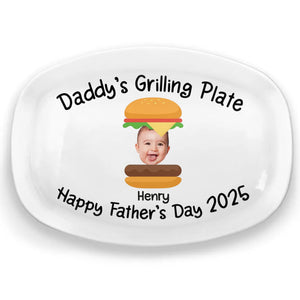 Custom Photo Grill Master, Tiny Tasters - Family Personalized Custom Platter - Father's Day, Gift For Dad, Grandpa