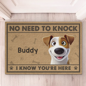 No Need To Knock, Our Security System Has Paws - Dog Personalized Custom Home Decor Decorative Mat - House Warming Gift For Pet Owners, Pet Lovers