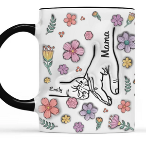 Blooming Together, Held Forever - Family Personalized Custom 3D Inflated Effect Printed Accent Mug - Mother's Day, Gift For Mom, Grandma