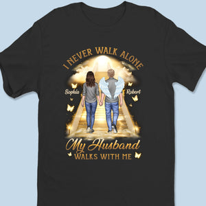 Custom Unisex T-shirt, Premium T-shirt, Hoodie - Personalized Memorial Sympathy Gifts For Loss Of Husband, Wife - His Wings Guide My Steps
