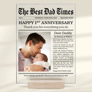 Custom Photo The Start Of Dad Life - Family Personalized Custom Rectangle Shaped Acrylic Plaque - Father's Day, Baby Shower Gift, Gift For First Dad, Baby Kids, Newborn Baby