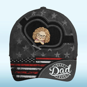 Wearing My World Close To My Heart - Family Personalized Custom Hat, All Over Print Classic Cap - Father's Day, Gift For Dad, Grandpa