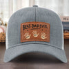 Best Dad Ever, Stamped With Love - Family Personalized Custom Leather Patch Hat - Father's Day, Gift For Dad, Grandpa