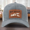 Best Papa Ever - Family Personalized Custom Leather Patch Hat - Gift For Dad, Grandpa