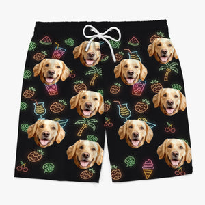 Custom Photo Tropical Party - Family Personalized Custom Tropical Hawaiian Aloha Men Beach Shorts - Summer Vacation Gift For Family Members, Pet Owners, Pet Lovers