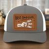 In Papa’s Grip, We Feel Safe - Family Personalized Custom Leather Patch Snapback - Father's Day, Gift For Dad, Grandpa