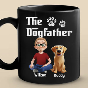 The Dogfather - Dog Personalized Custom Black Mug - Father's Day, Gift For Dad, Pet Owners, Pet Lovers