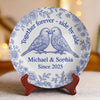 Forever Starts Here - Couple Personalized Custom Ceramic Plate - Gift For Husband Wife, Anniversary