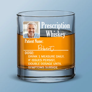 Custom Photo Your Prescription To Relax, Dad - Family Personalized Custom Whiskey Glass - Father's Day, Gift For Dad, Grandpa