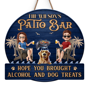 Custom Shaped Home Decor Wood Sign - Personalized Anniversary Wedding Gifts For Husband And Wife, Dog Dad And Mom - Good Vibes And Cold Drinks