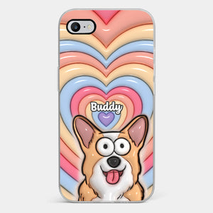 Custom 3D Inflated Effect Printed Clear Phone Case - Personalized Birthday Gifts For Dog Cat Lovers, Dog Dad And Mom, Cat Owners - Cute Pets, Happy Hearts