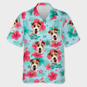 Custom Photo Unisex Tropical Hawaiian Aloha Shirt - Personalized Summer Vacation And Travel Gifts For Dog Cat Lovers, Dog Dad And Mom, Cat Owners - Summer With My Fur Buddy