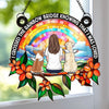 Custom Window Hanging Suncatcher Ornament - Personalized Pet Memorial Gifts For Dogs, Cats - Until We Meet Again At The Rainbow Bridge