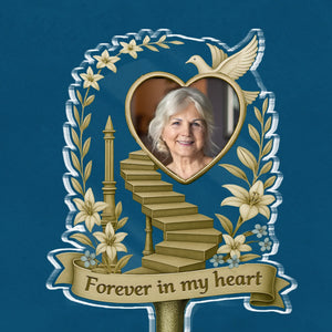 Custom Photo Stain Glass Style Acrylic Garden Stake - Personalized Memorial Sympathy Gifts For Loss Of Mom, Dad - Heartstrings Never Break