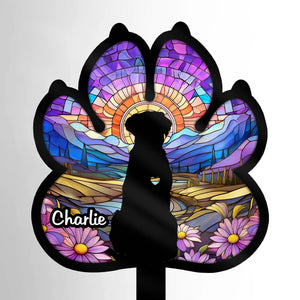 Custom Stain Glass Style Acrylic Garden Stake - Personalized Pet Memorial Gifts For Dogs - Love Knows No Goodbye