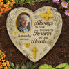 Custom Photo Heart Shaped Memorial Stone - Personalized Memorial Sympathy Gifts For Loss Of Mom, Dad - Remembered With Love