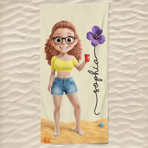 Serviette de plage personnalisée - Cadeaux de vacances et de voyage personnalisés pour femmes et hommes - Lignes de bronzage et bons moments